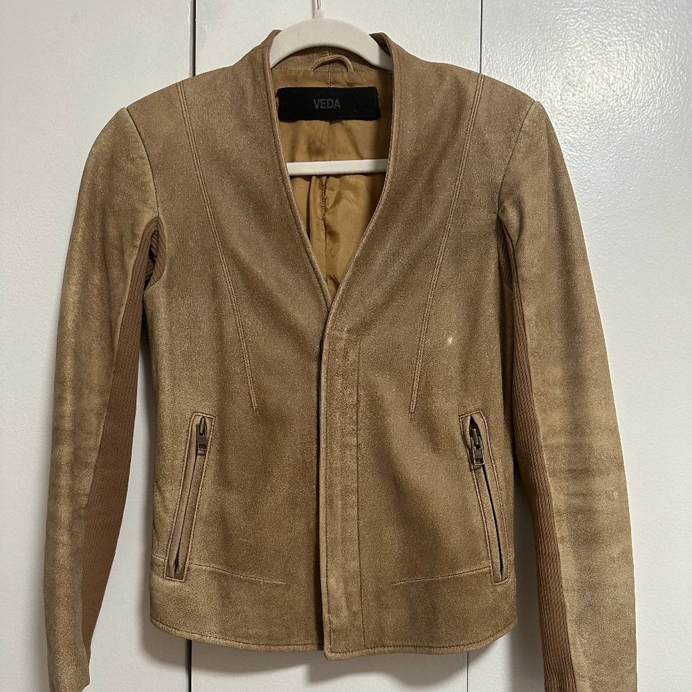 Veda distressed camel tan leather jacket Size Small